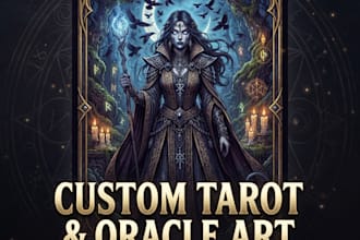 draw custom dark fantasy tarot and oracle card illustrations