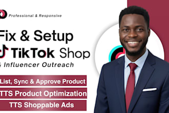 audit, setup tik tok shop, sync shopify tiktok dropshipping affiliate outreach