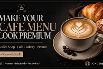 design a premium cafe menu, coffee shop menu and price list
