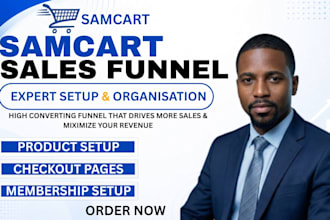 a high converting samcart sales funnel, checkout page, order bumps and up