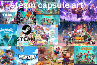 design steam capsule, game banner cover art header and library image