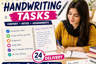 write handwritten tasks, notes, study material for you