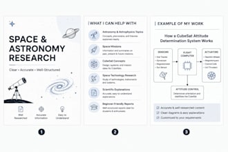 research and write reports on astronomy space and cubesat