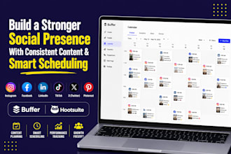 manage your social media, create content, schedule post via buffer and hootsuite