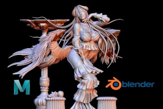 sculpt 3d anime character figurine action figure stl step model for 3d printing