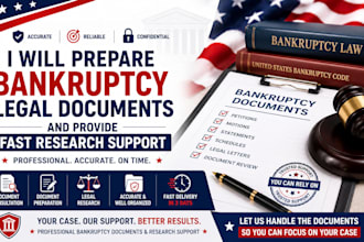 prepare bankruptcy legal documents and provide fast research support