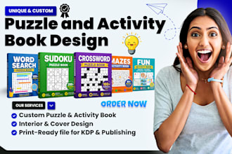 design kdp activity book, word search, puzzle book, kids worksheet, book cover