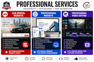 design a car rental website, create ads and edit videos