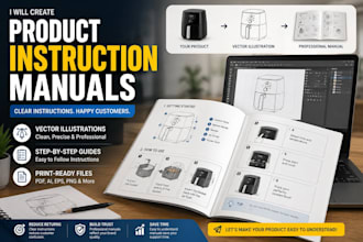 create product instruction manuals with vector illustratio