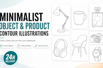 draw minimalist object and product contour illustrations