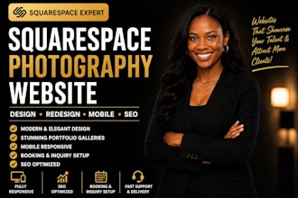 design a modern squarespace photography website portfolio for photographers