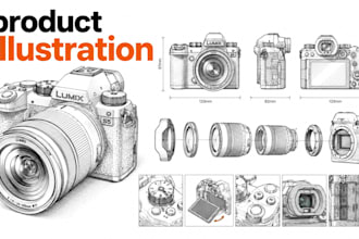 design product illustration, product line art and vector illustration for brands