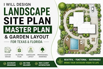 design landscape site plan master plan and garden layout for texas and florida