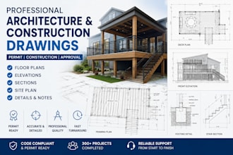 design deck drawing blueprint for construction permit