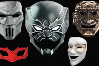 3d mask 3d helmet 3d model cosplay mask for 3d printing custom wearable mask