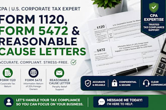 prepare form 1120, form 5472, reasonable cause letter and tax compliance support