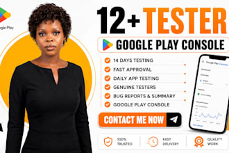provide 12 real tester for google play closed testing