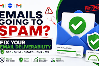 fix email deliverability, spam, spf dkim dmarc and dns issues