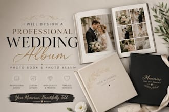 design a professional wedding album, photo book and photo album
