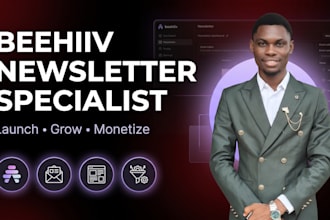 design your beehiiv newsletter growth landing page website and email automation