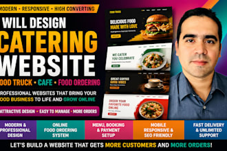 design catering website, food truck website, cafe website and food ordering