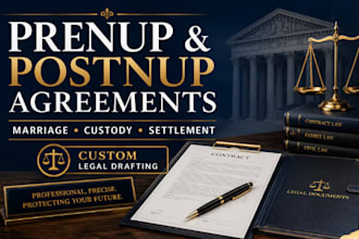 draft prenuptial, postnuptial, marriage and child custody agreements