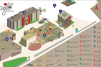 design custom campus map, university map and school wayfinding map