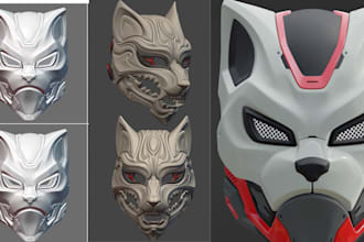 design 3d mask 3d helmet cosplay mask stl 3d printing and paint 3d model