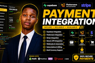 integrate supabase flutterwave stripe paypal paystack base44 visa mastercard