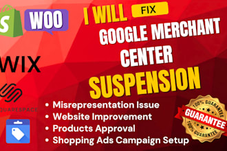 fix google merchant center suspension, misrepresentation, and product feed issue