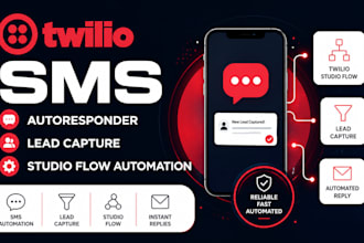 setup twilio SMS autoresponder, lead capture, studio flow automation