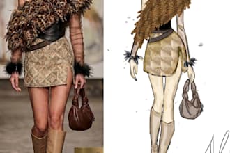 design custom fashion concept, ai illustration and tech pack
