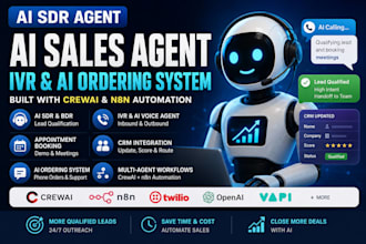 build ai sdr agent, b2b sales closer, ivr system with crewai, ai ordering system