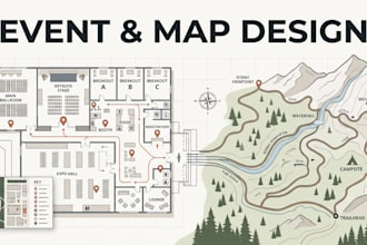 design conference map venue guide event navigation floor plan hiking map vector