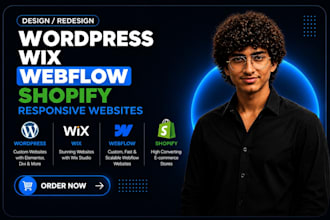 design or redesign wordpress wix webflow shopify websites