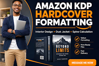 format your book for amazon kdp hardcover with dust jacket, vellum