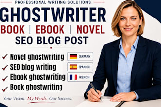 ghostwriter book ebook novel seo blog post german spanish french