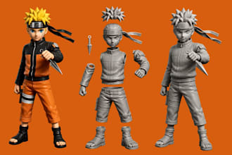 create a detailed 3d anime figure for 3d printing