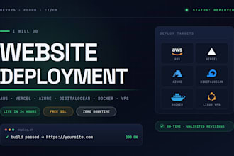 do website deployment on aws, vercel, digitalocean, azure and vps