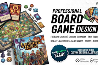 board game design, card game art, tabletop game illustration rulebook design