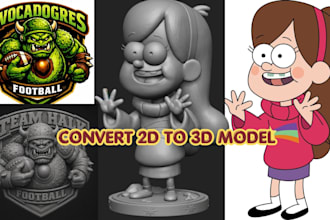 turn your sketch or photo into a 3d printable stl model resin, toy 3d printing
