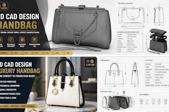 do 3d bag design, handbag, backpack design, tote bag design, dfm file