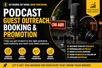 do podcast outreach, guest booking and promotion
