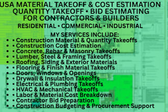 do USA material take off and cost estimation for contractors