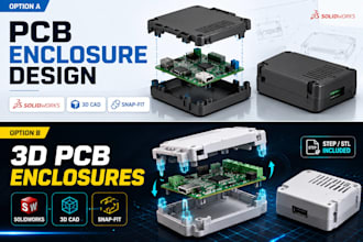 snap fit casing, pcb enclosure, 3d cad design, product design using solidworks