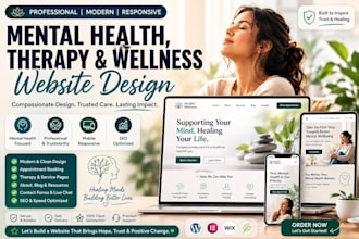 design mental health website, therapy website, wellness website mental website