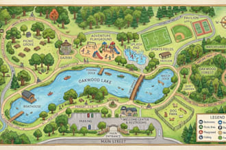 design custom hiking map, trail map, park map and outdoor adventure map