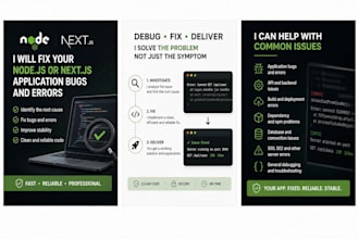 fix your nodejs or nextjs application bugs and errors