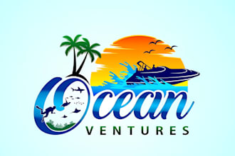 design modern travel, tourism, beach and luxury resort logo