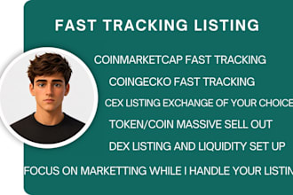 fast track list token listing  coin list on cmc coingecko cex and dex exchange